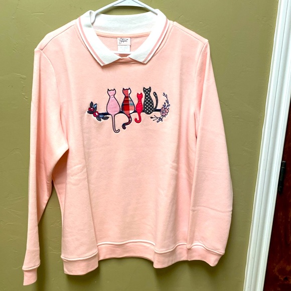 NWOT Vintage 1980's Adrian Delafield Cottagecore Pink Grandma Sweatshirt - Picture 1 of 4